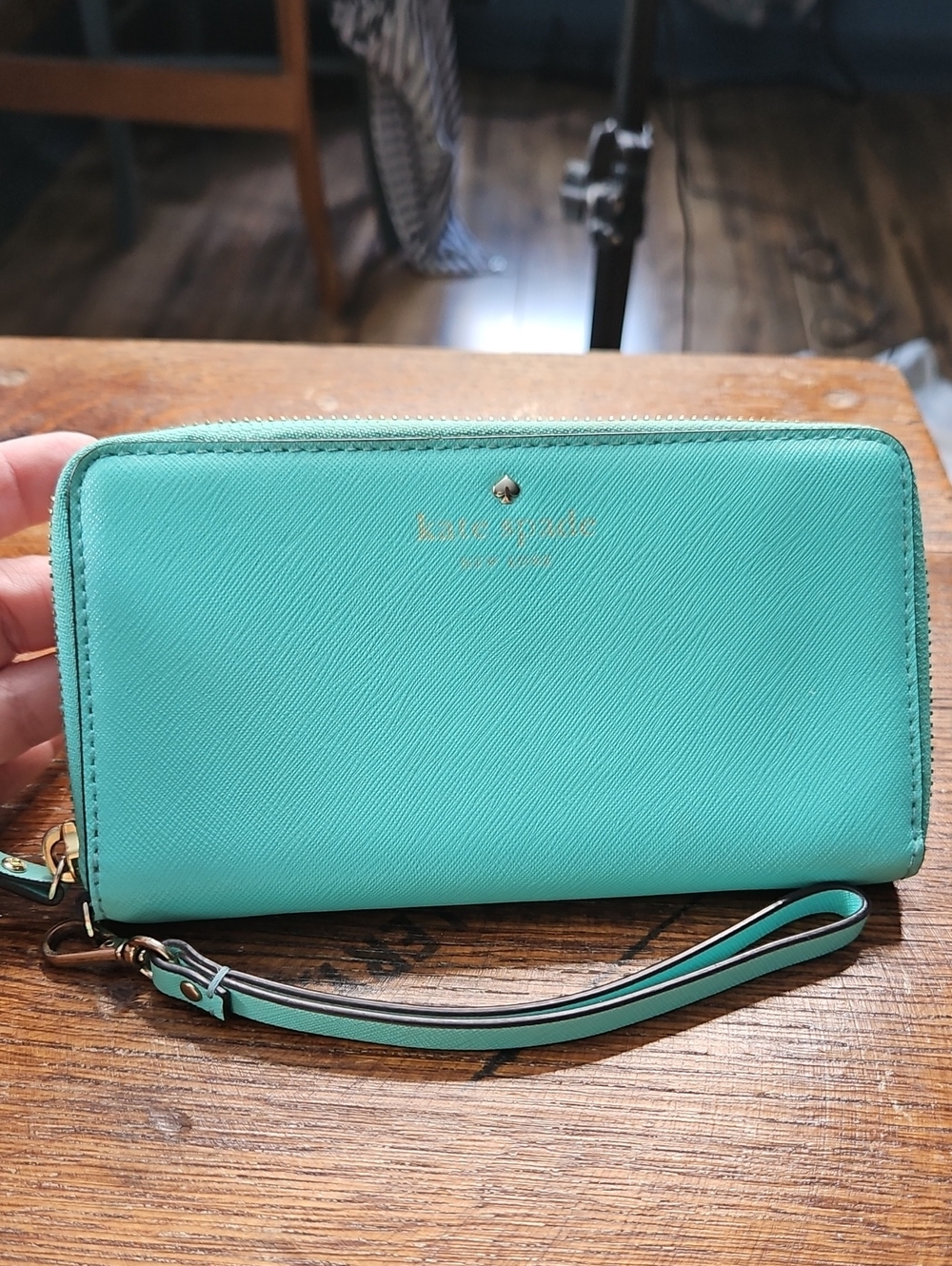 kate spade Turquoise Zip Wristlet Wallet with Detachable Strap